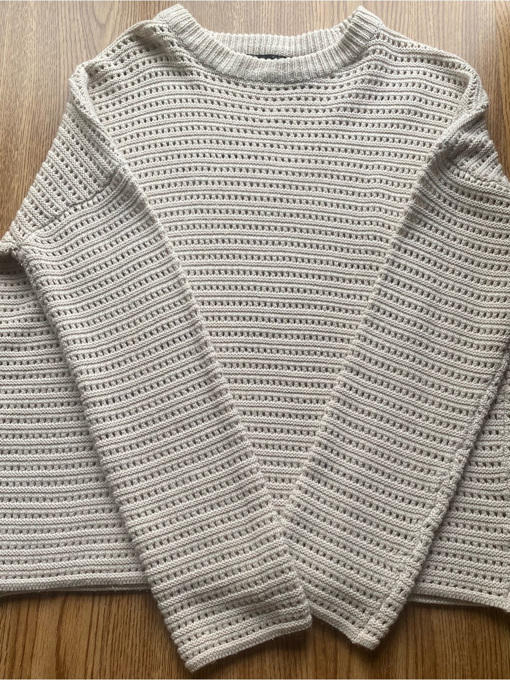 Femme by Design Cream Open Knit Sweater Size Medium Cotton Blend